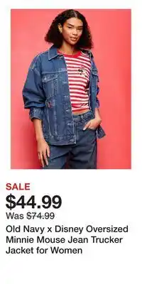 Old Navy Old Navy x Disney Oversized Minnie Mouse Jean Trucker Jacket for Women offer