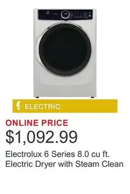 Costco Electrolux 6 Series 8.0 cu ft. Electric Dryer with Steam Clean offer