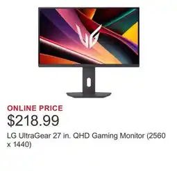 Costco LG UltraGear 27 in. QHD Gaming Monitor (2560 x 1440) offer