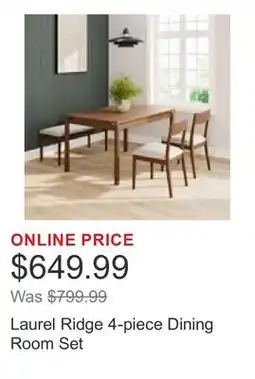 Costco Laurel Ridge 4-piece Dining Room Set offer