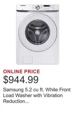 Costco Samsung 5.2 cu ft. White Front Load Washer with Vibration Reduction Technology offer