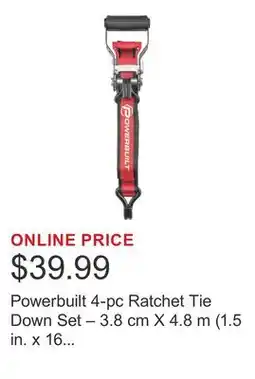 Costco Powerbuilt 4-pc Ratchet Tie Down Set – 3.8 cm X 4.8 m (1.5 in. x 16 ft.) offer