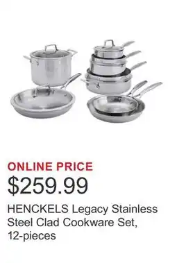 Costco HENCKELS Legacy Stainless Steel Clad Cookware Set, 12-pieces offer