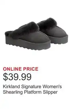 Costco Kirkland Signature Women's Shearling Platform Slipper offer