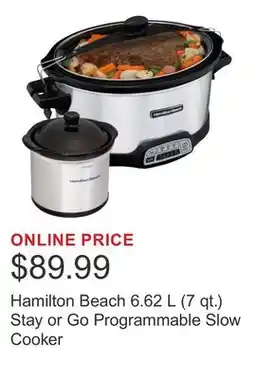 Costco Hamilton Beach 6.62 L (7 qt.) Stay or Go Programmable Slow Cooker offer