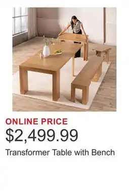 Costco Transformer Table with Bench offer