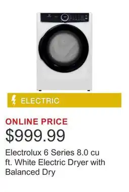 Costco Electrolux 6 Series 8.0 cu ft. White Electric Dryer with Balanced Dry offer