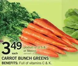 Loblaws Carrot bunch greens offer