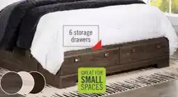 The Brick Yorkdale 6-Drawer Platform Bed with Headboard & Storage Frame, Made in Canada, Grey - Queen Size offer