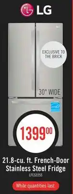The Brick LG 30 21.8 Cu. Ft. French Door Standard-Depth Refrigerator - Stainless Steel - LFCS22520S offer