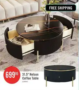 The Brick Nelson 31.5 Modern Round Coffee Table With 2 Storage Drawers, Black offer