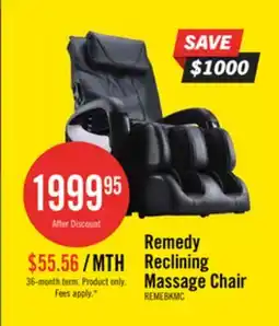 The Brick Remedy 48.4 Faux Leather Reclining Massage Chair - Black offer