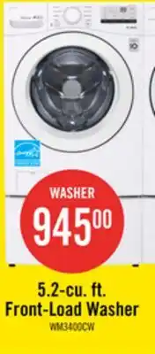 The Brick LG 5.2 Cu. Ft. Front-Load High-Efficiency Washer - White - Stackable - WM3400CW offer