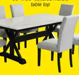 The Brick Verona 7pc Dining Set with Table & 6 Chairs, Culture Marbled Top, Trestle Base, 70W - White offer