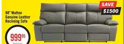 The Brick Matteo 88 Genuine Leather Reclining Sofa - Aviarah Grey offer