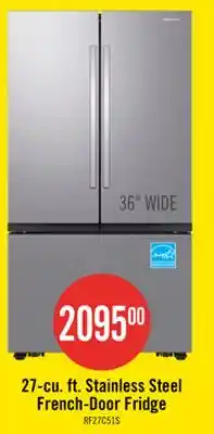 The Brick Samsung 36 27 Cu. Ft. SpaceMax Counter-Depth Refrigerator - Stainless Steel - RF27CG5100SRAA offer