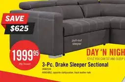 The Brick Drake 3-Piece Right-Facing Faux Suede Fabric Sleeper Sectional with Storage Ottoman - Cement Grey offer