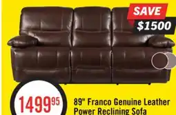 The Brick Franco 89 Genuine Leather Zero Gravity Power Reclining Sofa with USB Ports - Brown offer