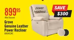 The Brick The Brick Grove 36 Genuine Leather Power Reclining Chair with Adjustable Headrest - Cream offer