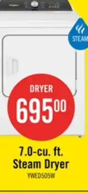 The Brick Whirlpool 7 Cu. Ft. Electric Dryer with Steam - White - YWED5050LW offer