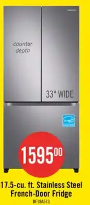 The Brick Samsung 33 17.5 Cu. Ft. Counter-Depth French-Door Refrigerator - Stainless Steel - RF18A5101SR/AA offer