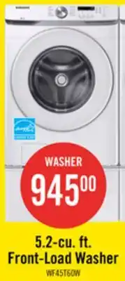 The Brick Samsung 5.2 Cu. Ft. Front-Load Washer - White - Stackable - WF45T6000AW/A5 offer