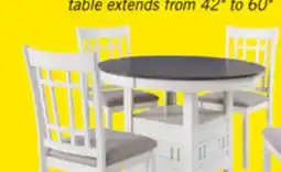 The Brick Dena 5pc Dining Set with Table & Chairs, 42-60W Extension, Round - Dove Grey offer