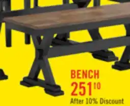 The Brick Raven Dining Bench, 48W - Two-Tone Black & Brown offer