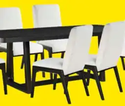 The Brick Alma 7pc Dining Set with Table & 6 Chairs, Trestle Base, 86W - Charcoal Black & White offer