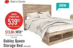 The Brick Oakley Platform Bed with Headboard & Storage Frame, Made in Canada, Natural - Queen Size offer