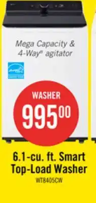 The Brick LG 6.1 Cu. Ft. Smart Top-Load High-Efficiency Washer - White - WT8405CW offer