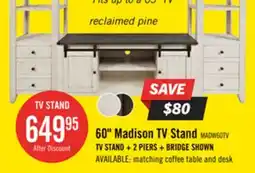 The Brick Madison 60 Rustic TV Stand with Storage and Cable Management for TVs up to 65- White offer