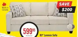 The Brick Made in Canada Lennox 83 Chenille Fabric Sofa with Reversible Cushions and Accent Pillows - Taupe offer