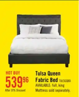 The Brick Tulsa Upholstered Platform Bed in Grey Vegan-Leather Fabric, Button Tufted - Queen Size offer