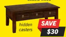 The Brick Konagrove 48 Rustic Coffee Table with Storage and Casters - Dark Brown Wood offer