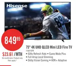The Brick HISENSE 75 QD7QFM Mini-LED QLED 4K UHD AI Smart Fire TV (75QD7QFM) offer