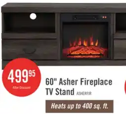 The Brick Asher 60 Rustic Electric Fireplace TV Stand with Storage & Cable Management for TVs up to 65- Bro offer