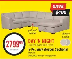 The Brick Envy 5-Piece Right-Facing Chenille Fabric Sleeper Sectional with Storage Chaise - Almond Beige offer