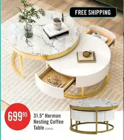 The Brick Herman 31.5 Modern Nesting Coffee Table With Storage Drawers, White offer