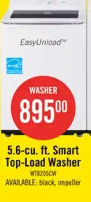 The Brick LG 5.6 Cu. Ft. Smart Top-Load Washer with EasyUnload - Essence White - WT8205CW offer