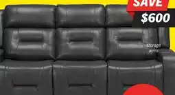 The Brick Ryker 82.5 Leather-Look Reclining Sofa with Storage Arms - Grey offer