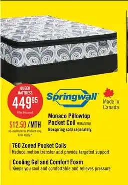 The Brick Springwall Monaco Pillowtop Medium Queen Mattress offer