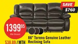 The Brick Toreno 86 Genuine Leather Power Reclining Sofa - Grey offer