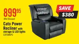 The Brick Cato 36.50 Leather-Look Fabric Power Reclining Chair with Power Headrest and Dual Cupholders - Black offer