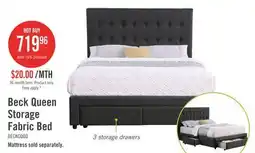The Brick The Brick Beck Upholstered Storage Bed in Dark Grey Fabric, Button Tufted - Queen Size offer