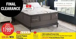 The Brick Stearns & Foster Founders Collection Crystal Palace Pillowtop Queen Mattress offer