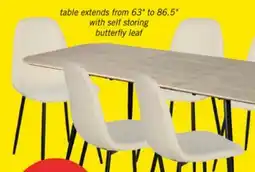 The Brick Joss 7pc Dining Set with Table & 6 Chairs - 63-86.5W Butterfly Extension, Metal - Natural/Black offer