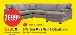 The Brick Made in Canada Luxe 3-Piece Right-Facing Fabric Sectional with Removable Cushions - Zaftig Dove Grey offer