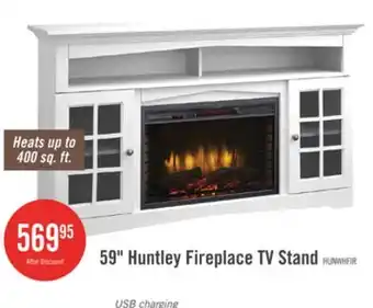 The Brick Huntley 59 Electric Fireplace TV Stand with Storage and Cable Management for TVs up to 65- White offer