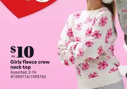 Giant Tiger Girls fleece crew neck top offer